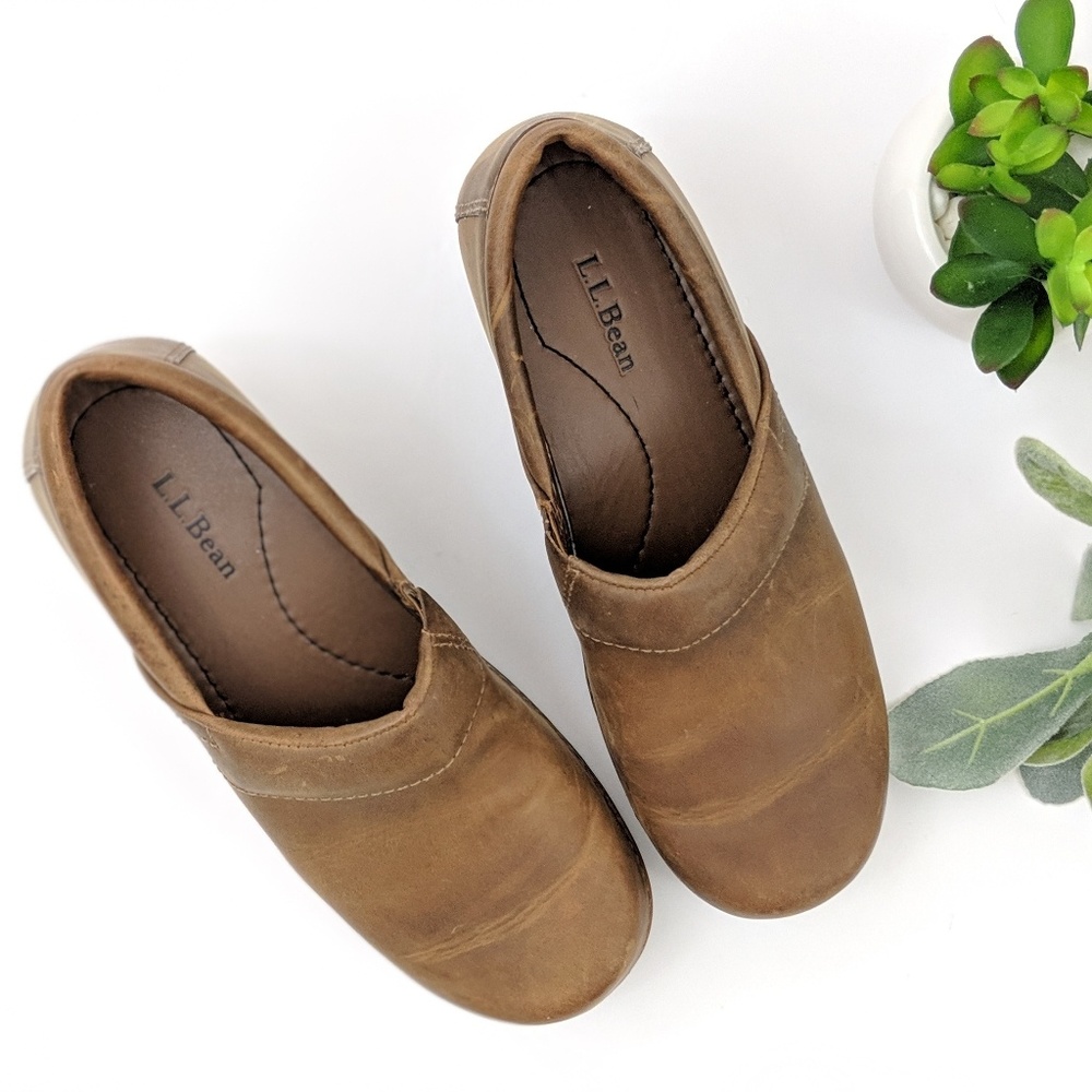 *ll bean* brown slip on clogs / mules size 7.5